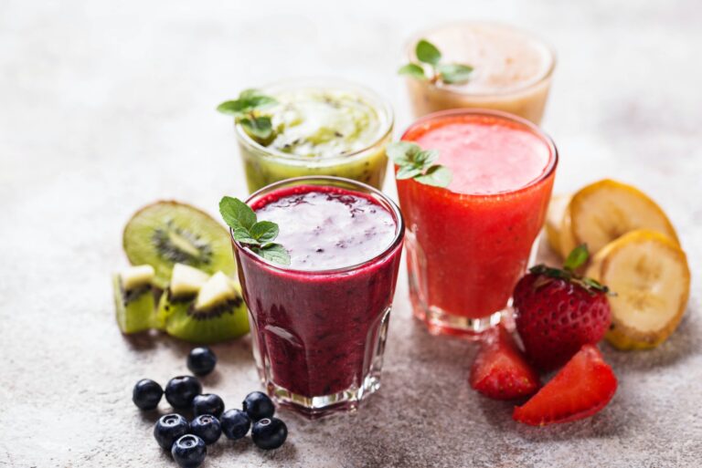 Assortment of various healthy smoothies